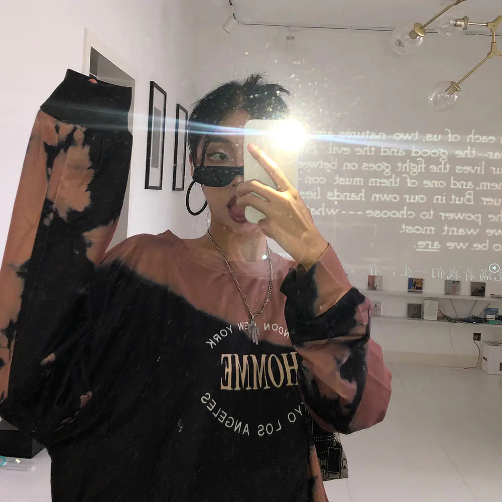 A BEAN Black Tie-Dye Oversized Sweatshirt Top