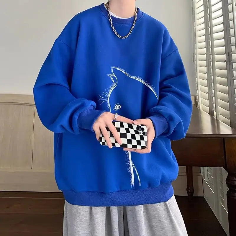 Men's Casual Oversized Graphic Sweatshirt (Long Sleeve)