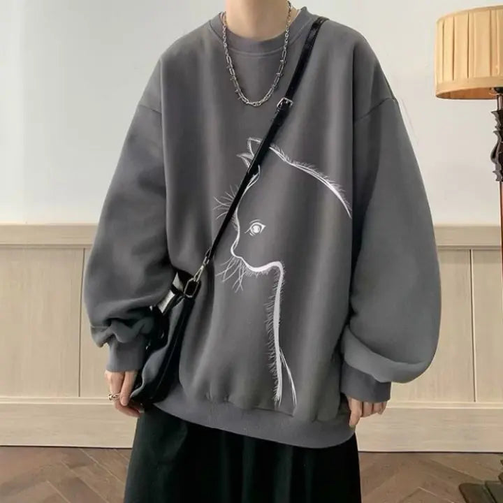 Men's Casual Oversized Graphic Sweatshirt (Long Sleeve)